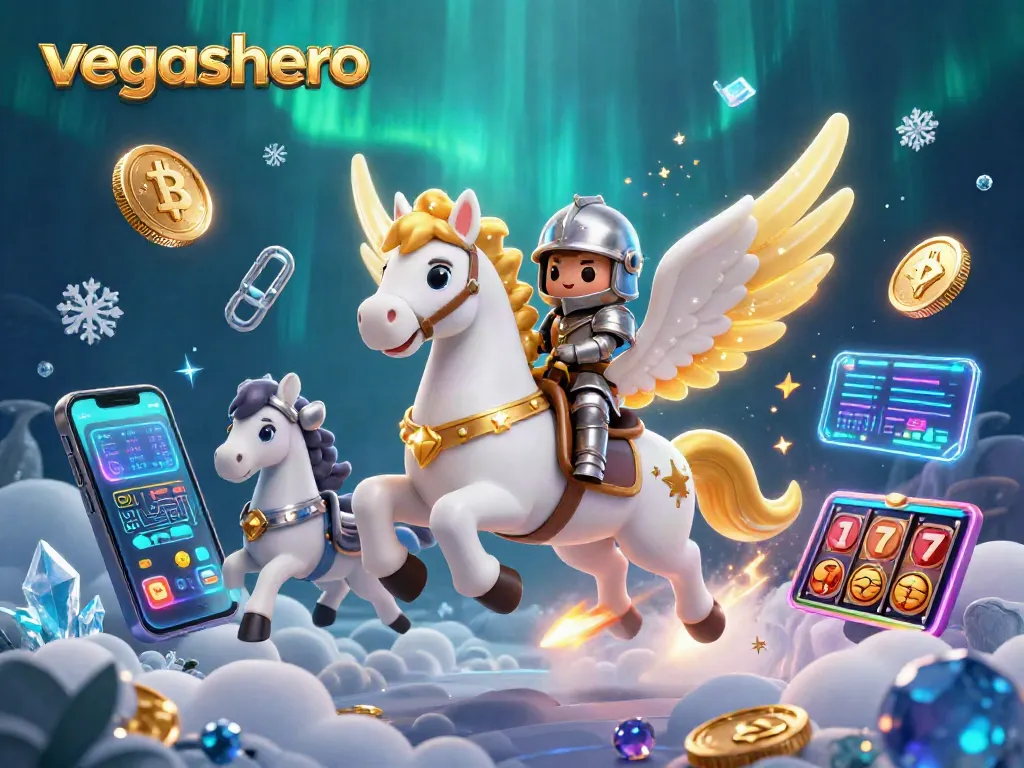 Experience the excitement of vegashero with a fantasy casino scene featuring slot elements and a celestial horse.