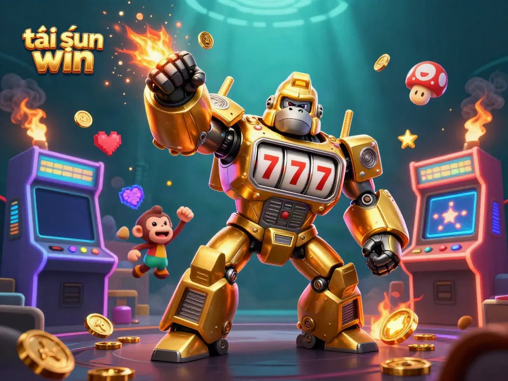 Experience thrilling gameplay action as you tải sun win with an exciting 3D illustration showcasing casino elements and a vibrant atmosphere.