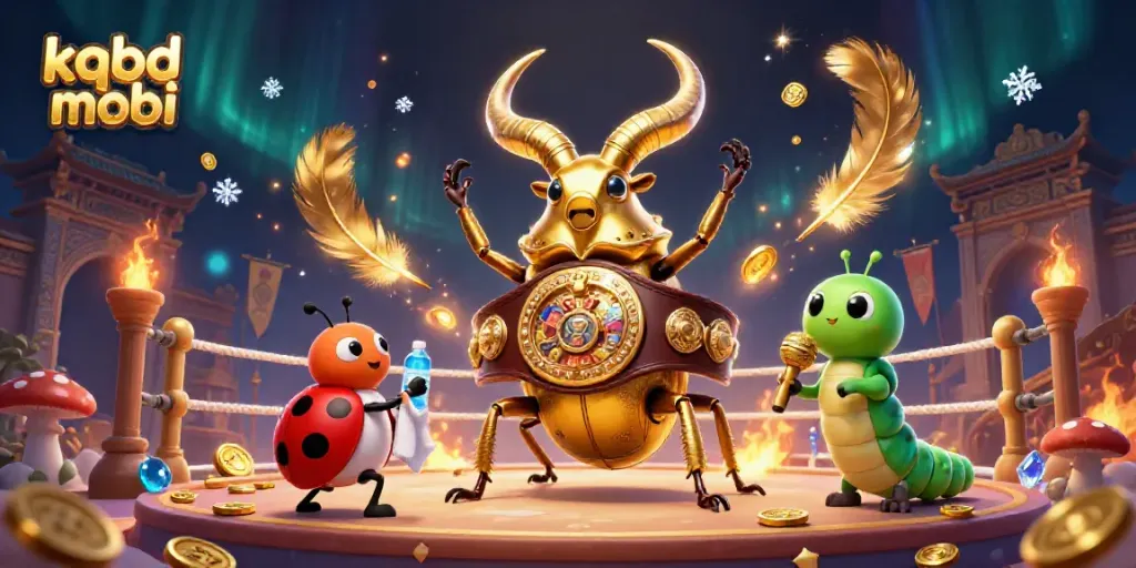 Engage with kqbd mobi's sports betting action highlighting the thrilling match-up of a golden stag beetle.